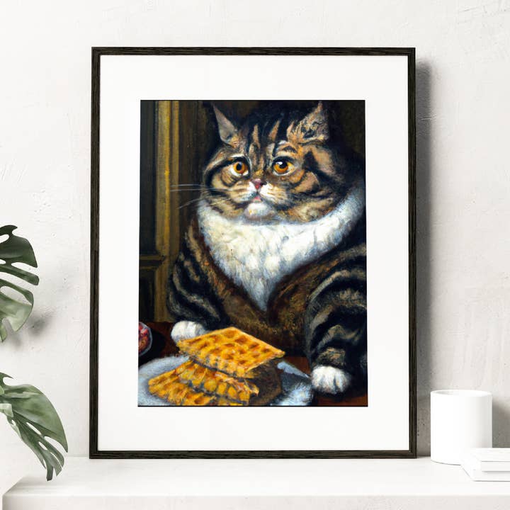 Impression d'art - Waffle Cat Renaissance Fancy Cat pour la vente par The Wolfshop