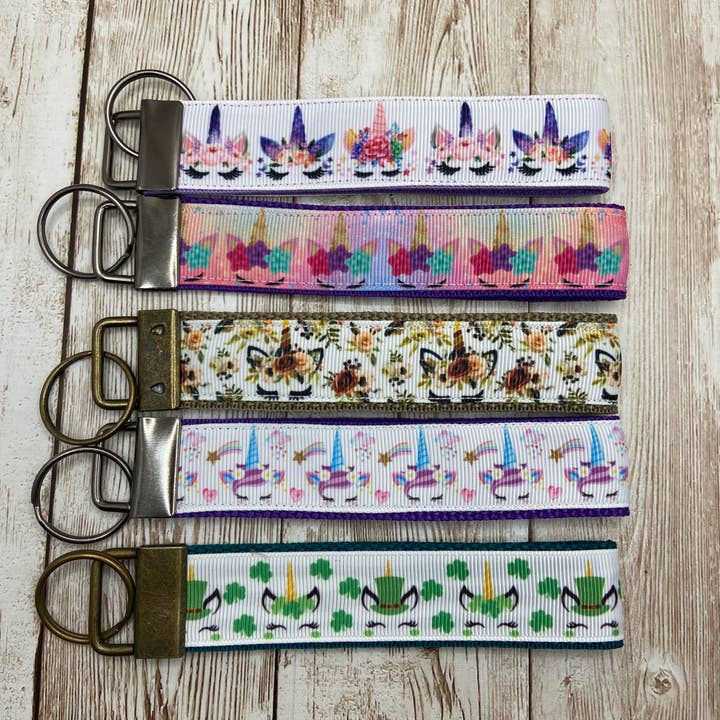 Equestrian Unicorn Keychain - Webbed Keychain - Assorted for wholesale by Benny Bows
