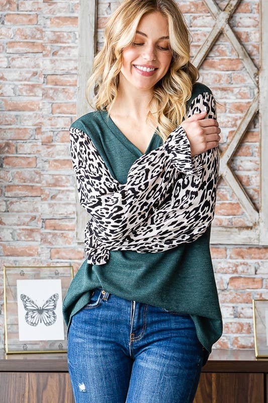 Sunday Morning - Wholesale Tuniek - Dames - T7173HE10-SOLIDE THERMISCHE EN DIERENPRINT LANGE MOUWEN TOP2