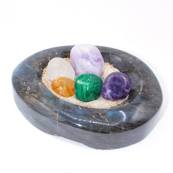 Tiny Rituals - Wholesale Spiritual Stone/Crystal - Genuine Labradorite Blue Flame Bowl - 1 of a Kind7