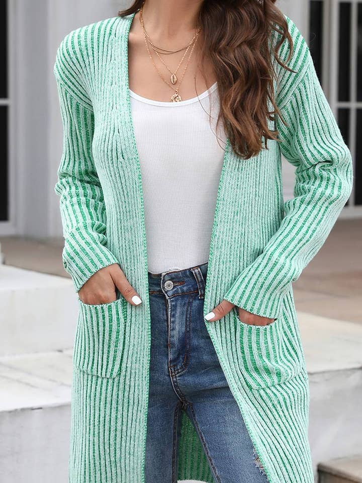 Ribbed Pockets For Knitted Cardigan for wholesale by HIDDENBRAND