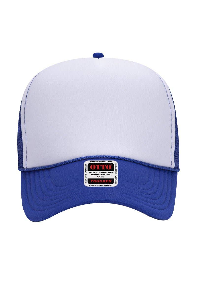 Wholesale Accessory Market - Wholesale Trucker Hat - Unisex - OTTO Royal with White Foam Front Mid Profile Trucker Hat1