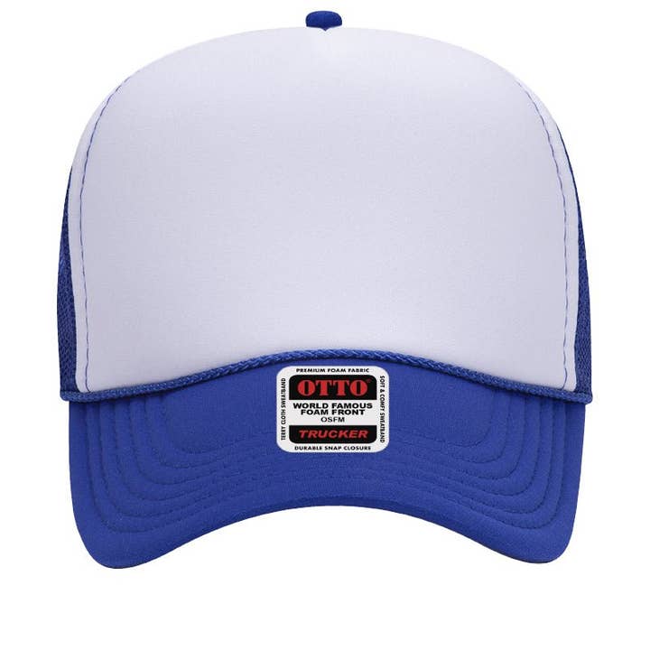 Wholesale Accessory Market - Wholesale Trucker Hat - Unisex - OTTO Royal with White Foam Front Mid Profile Trucker Hat1