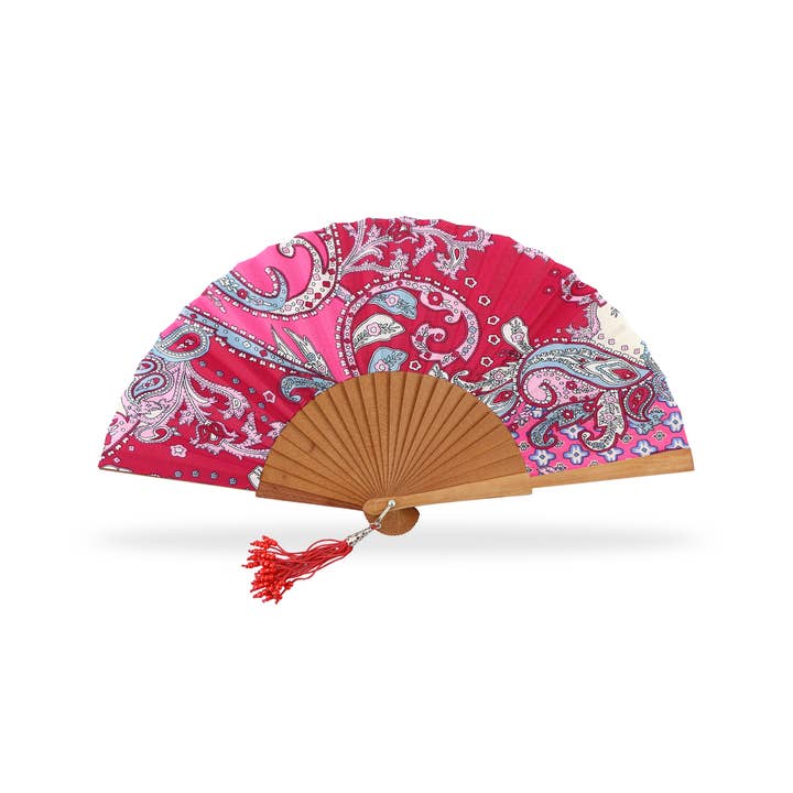 Cuatrogotas - Wholesale Party/Paper Folding Fan - Polished wood fan Cachemire, 23 cm.
Ref-A5912