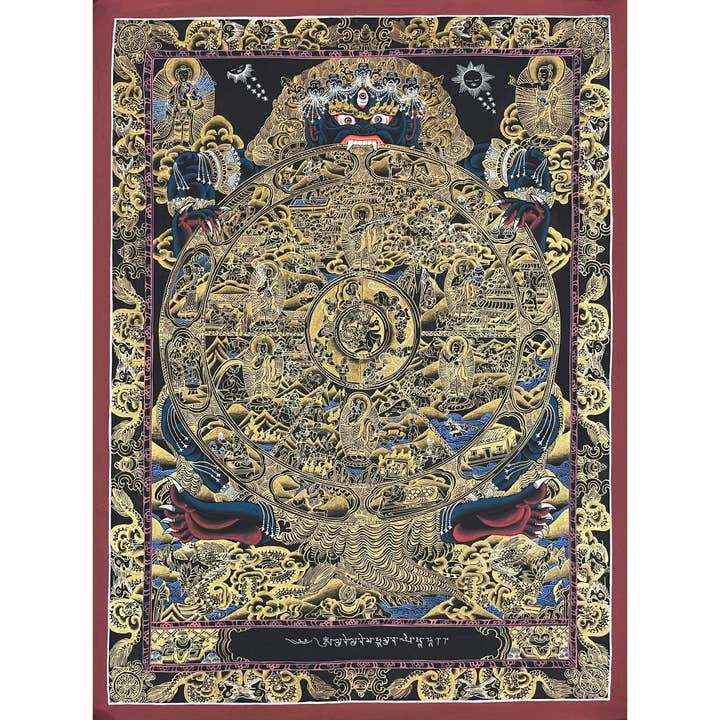 Roda da Vida Obra-prima Thangka por atacado de Art Of Tibet