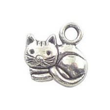 Treasure Island - Wholesale Individual Charm/Pendant - 10 Silver Cat Charm Pendant by TIJC SP00452