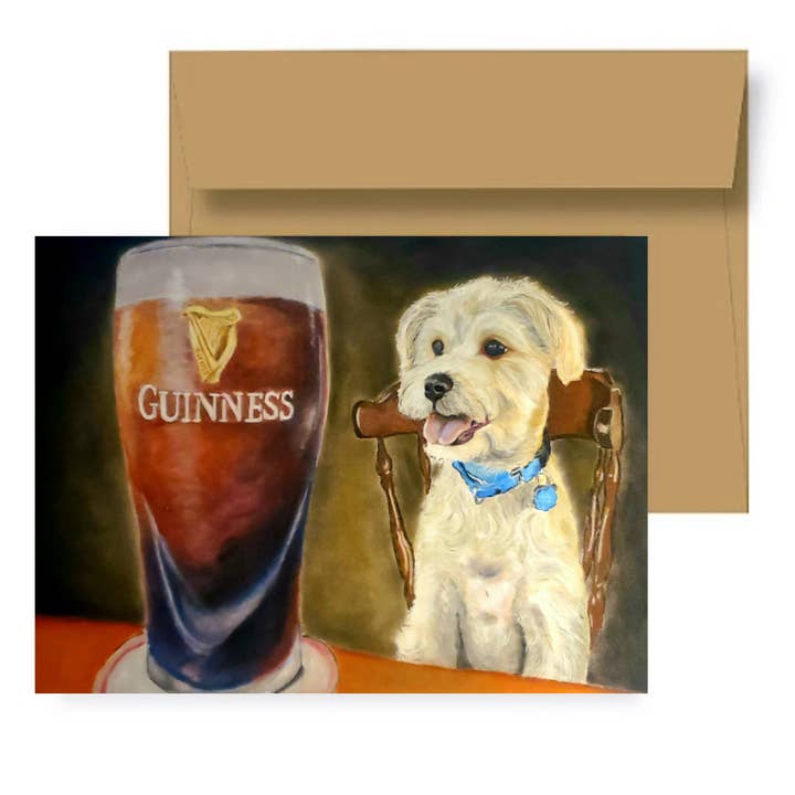 Ein durstiger Welpe - Grußkarte/Handgemacht für den Großhandel von Johnnerdraws