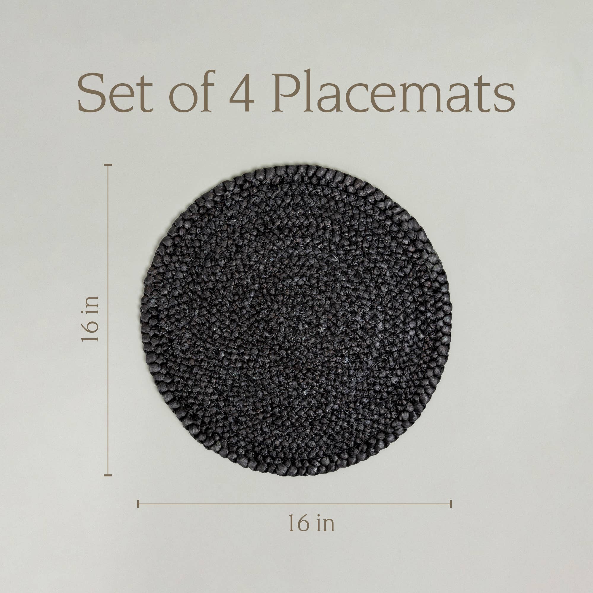Rustic Round Woven Placemats – Black & Natural – Set of 4 for wholesale on Faire9