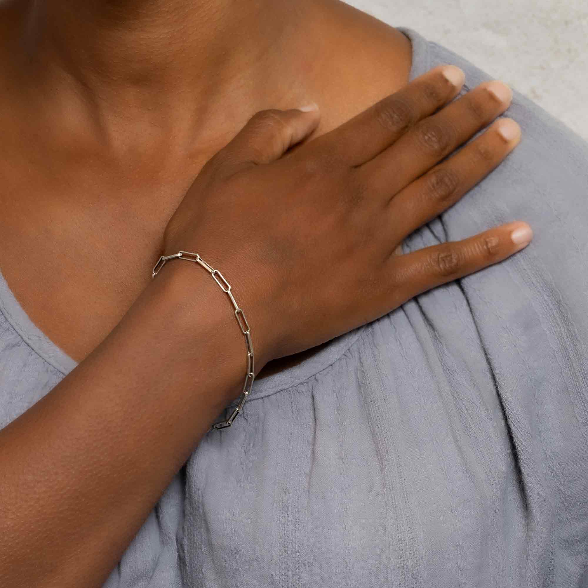 Nina Designs - Wholesale Link & Chain Bracelet - Sterling Silver Chunky Paperclip Bracelet 7.5 Inches1