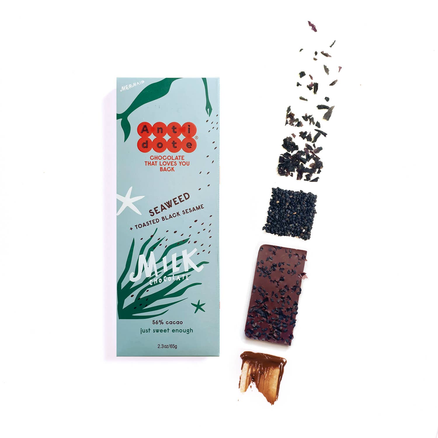 Antidote Chocolate - Wholesale Chocolate Bar - Antidote Chocolate MERMAID: SEAWEED + BLACK SESAME MILK CHOC