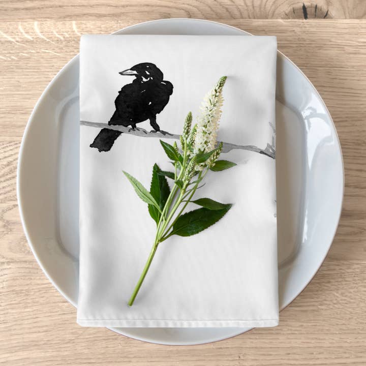 Raven in a Tree Cloth Napkins for wholesale by Brazen Design Studio