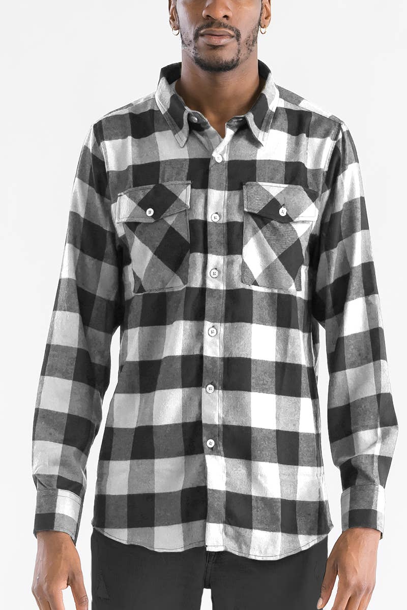 WEIV - Wholesale Button Down Shirt - Men's - FL111 Checkered Long Sleeve Flannel Button Down Shirt3