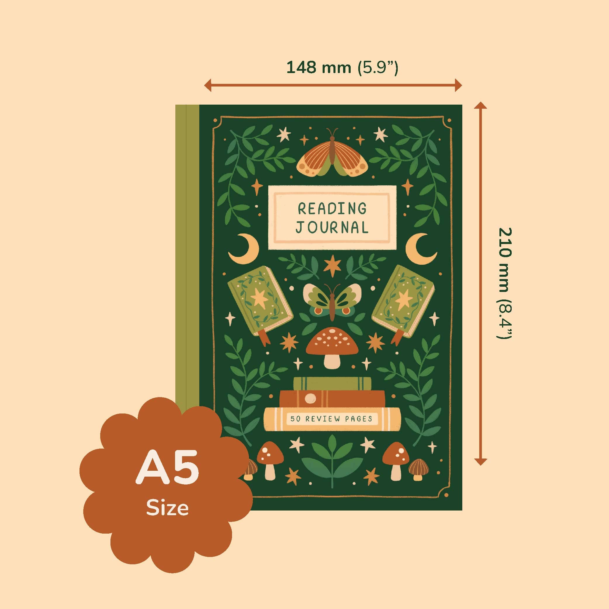 Hopscotch Paper Co. - Vente Journal intime - Journal de lecture Forêt fantastique, carnet de critique de livre de 50 pages4