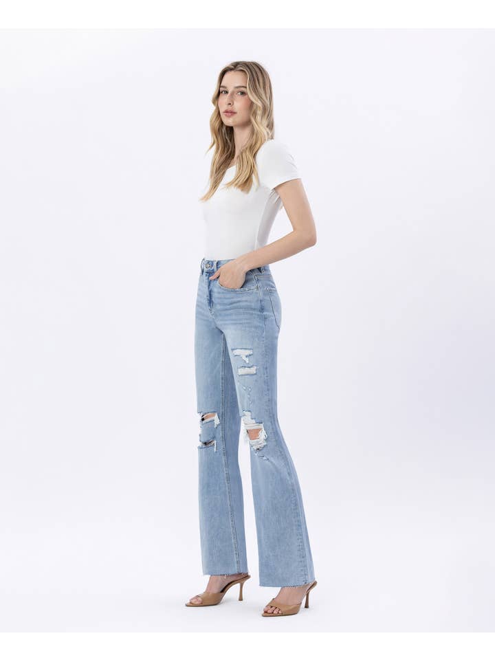 JET LAG 90'S VINTAGE SUPER HIGH RISE FLARE JEANS LV1426 for wholesale on Faire4