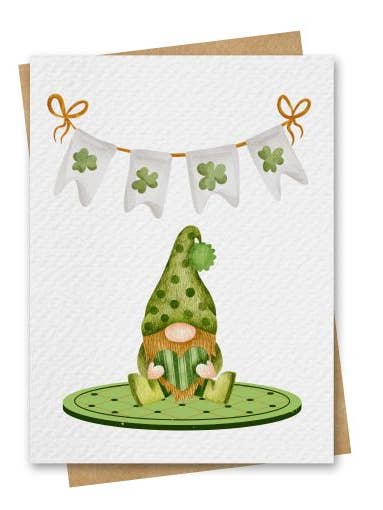 Irish Gnome St. Patrick's Day Card Includes Kraft Envelope for wholesale by Paper Kuts