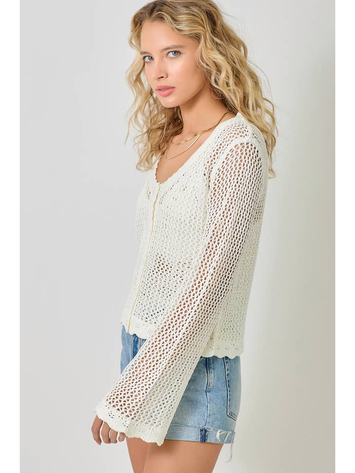 Mystree - Wholesale Cardigan - Women's - 61100 Crochet Style Knit Cardigan 17