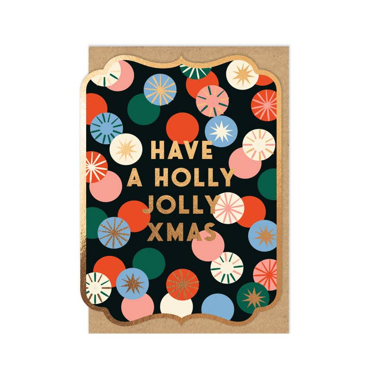 Carte de Noël Holly Jolly | Carte de Noël | Carte de Luxe avec Feuille pour la vente par Stormy Knight