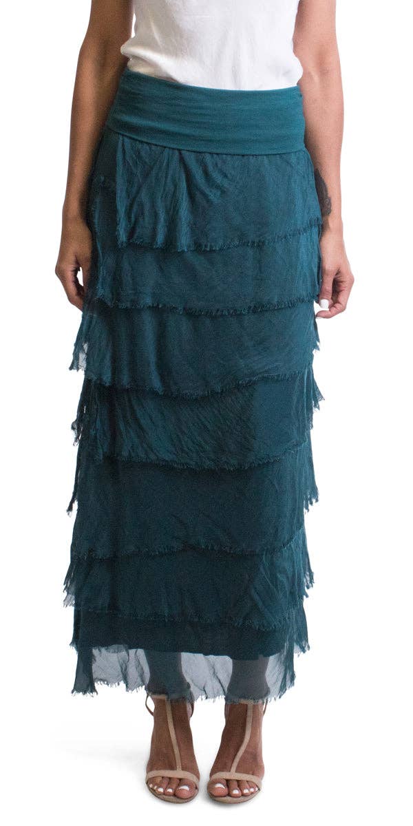 Gigi Moda - Vente Jupe – femme - Jupe volantée longue en soie0