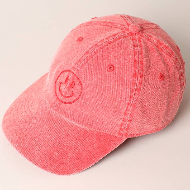 Fashion City - Wholesale Baseball Cap - Women's - Happy Face Embroidered Cotton Baseball Cap2