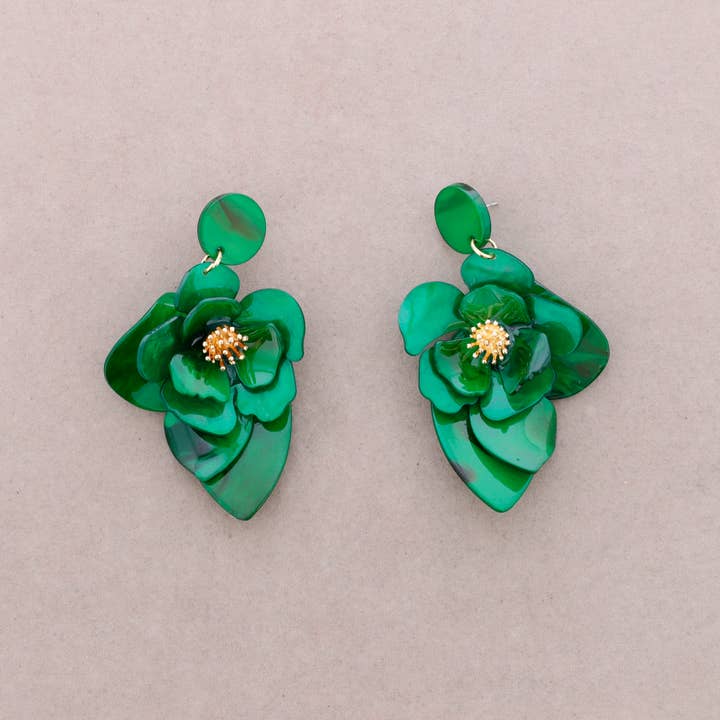 Sonata - Vendita all'ingrosso Gioielli a scatto - Orecchini pendenti in resina a forma di fiore5