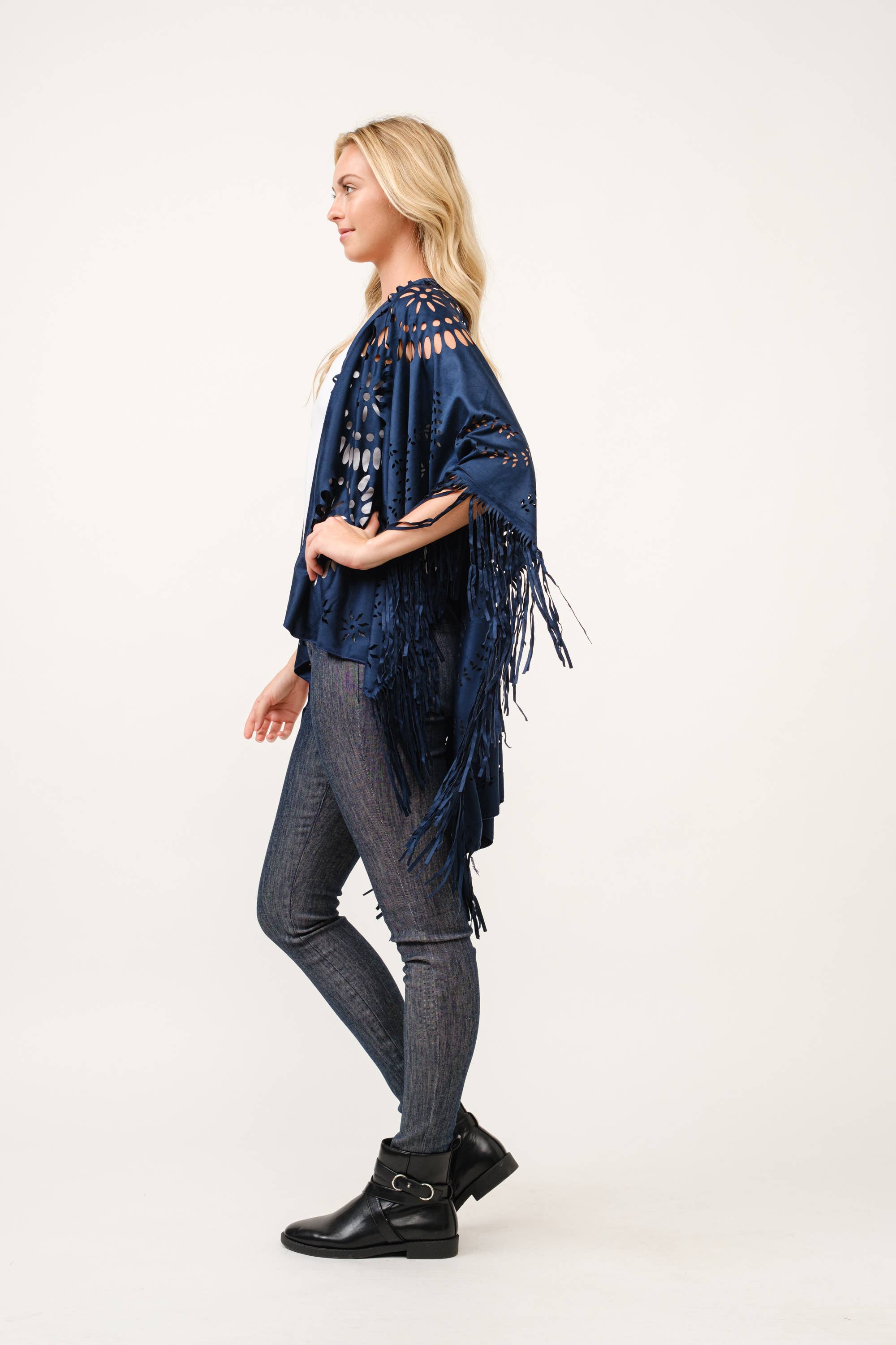 Raj Trading & Imports (USA) Inc. – wholesale Poncho – Women's – Willa Faux Suede Western Style Poncho Ruana14