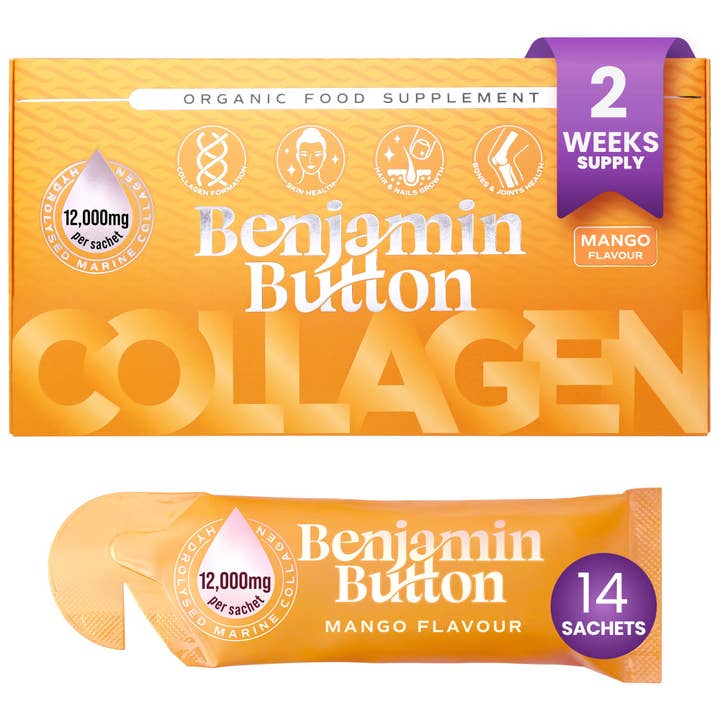14x Mango 12,000mg Marine Collagen Liquid Sachets for wholesale by Benjamin Button