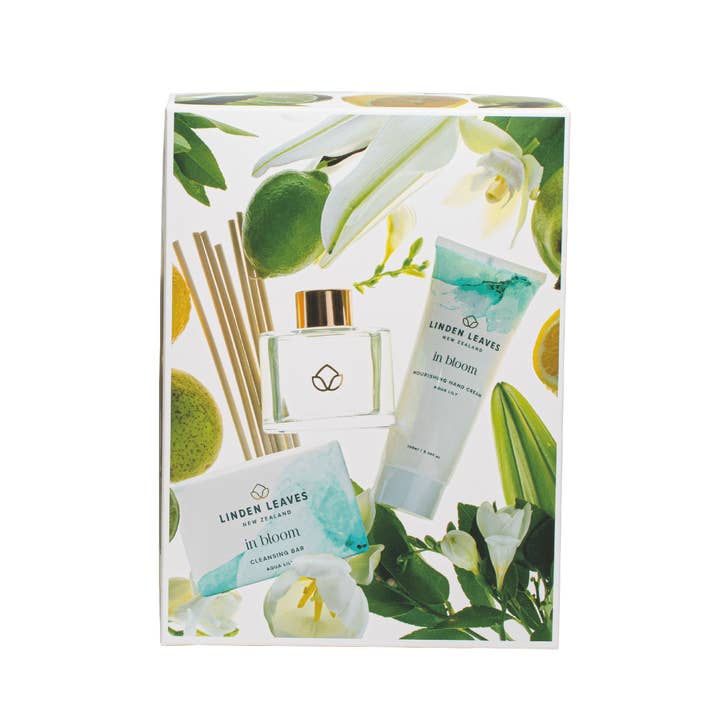 Linden Leaves - Wholesale Bath & Body Set - Aqua Lily Hands & Home Gift Set