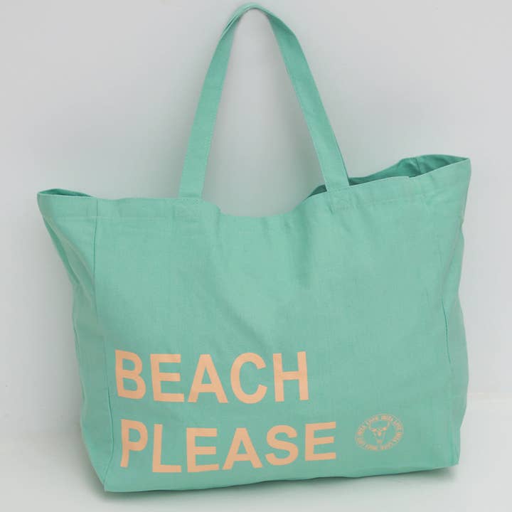 Love Ibiza – wholesale Beach bag – Canvas strandtas beach please turquoise peach