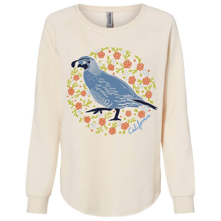 CA Poppy Quail Sweatshirt met ronde hals voor wholesale door State Bliss