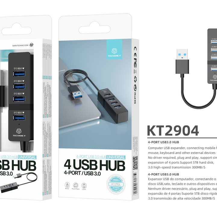 TECHANCY - Wholesale USB Adapter - TECHANCY 4-Port USB Hub 3.0, USB Splitter for Laptop3