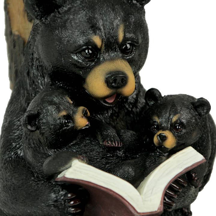 Zeckos - Wholesale Accent/Desk Lamp - Black Bear Reading to Curious Cubs Table Lamp W/ Shade