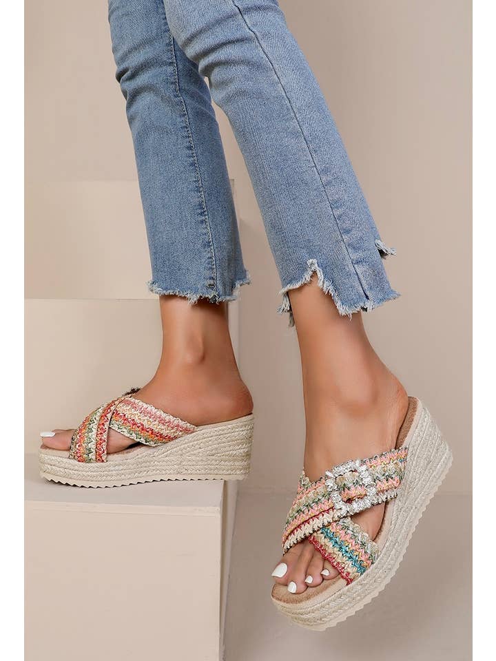 Joia Paris - Wholesale Mules - Women's - Crossed wedge mule with buckle JN-76