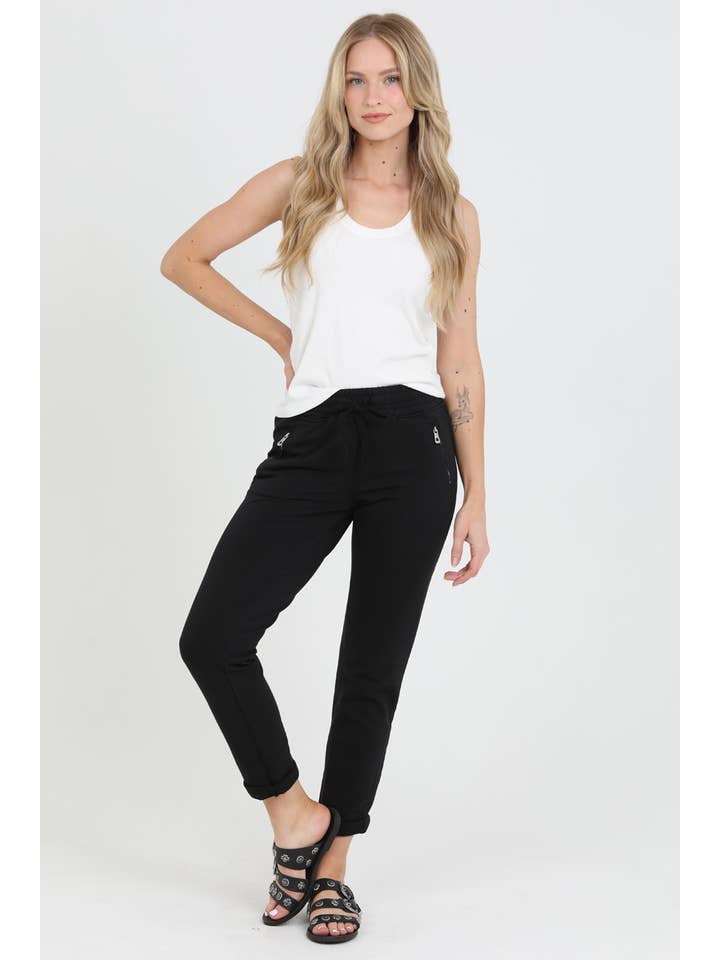 Nostalgia - Vente Pantalon d'intérieur/de jogging – femme - JOGG DE JOGGING EN TISSU ÉPONGE NP746-ASIS AVEC LIEN À NOUER SUR LE DEVANT ET POCHE ZIPPÉE65