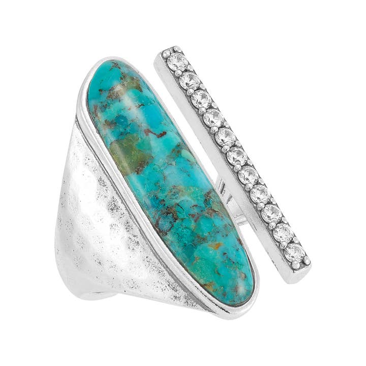 Silpada - Wholesale Cocktail/Statement Ring - Silpada 'Throne' Silver Compressed Turquoise and CZ Ring