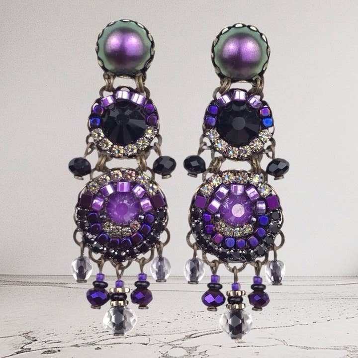 DARK MOV crystal earrings for wholesale by melizijewelry
