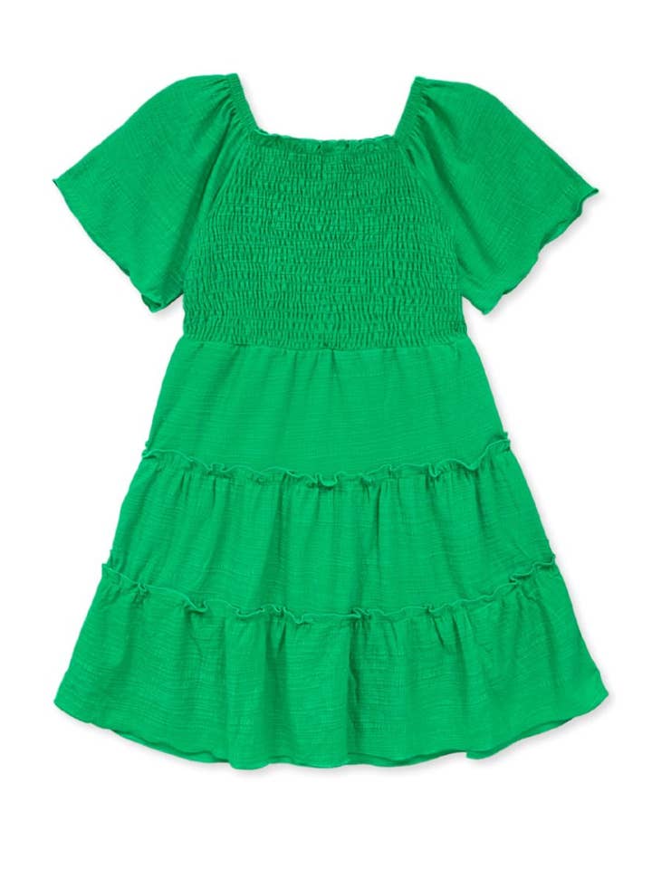 TKD-Q23-3187T-03GRN Toddlers Fit & Flare Dress w/ 3 Tiers for wholesale by Cutie Patootie Clothing