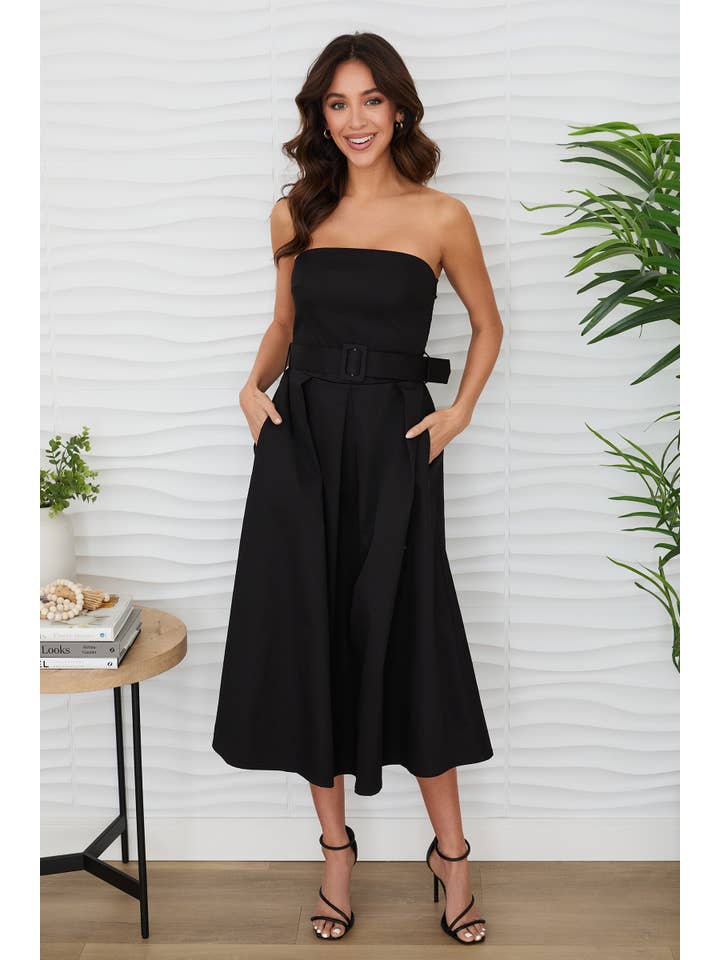 MILIO MILANO - Wholesale Dress - Women's - STRAPLESS MIDI DRESS WITH BELT (700750/6411)13