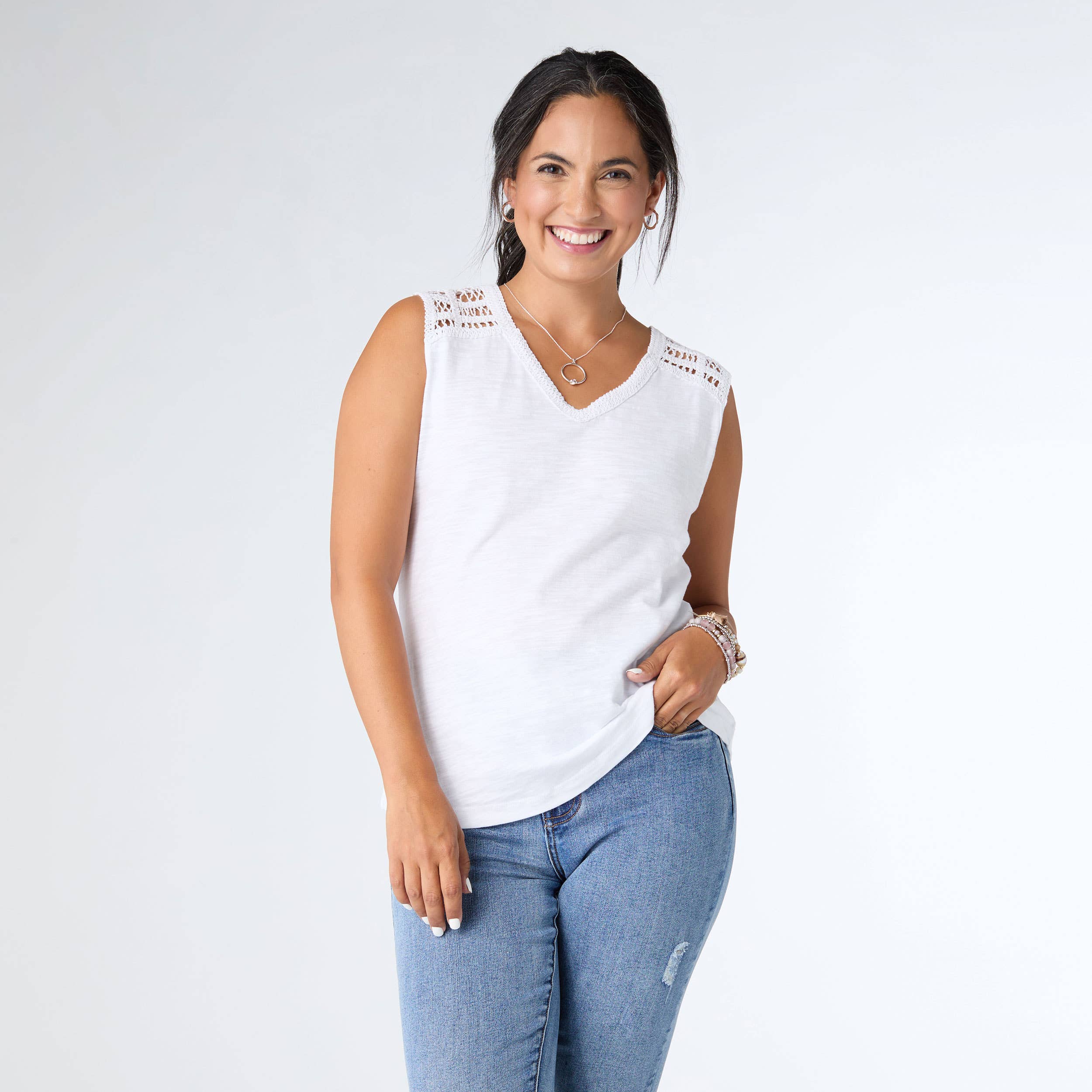 COCO + CARMEN - Wholesale Tank Top - Women's - Ellis Tank with Crochet Trim0