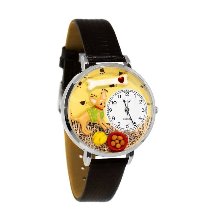 Whimsical Gifts - Venta al por mayor Reloj de pulsera - Unisex - Reloj Chihuahua 3D Plateado Grande