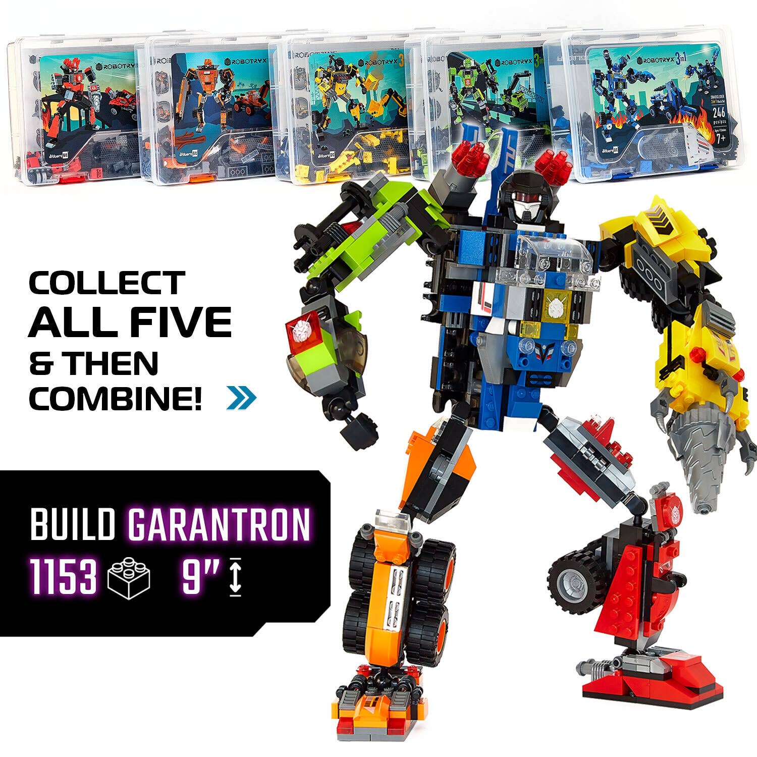 JitteryGit - Wholesale Toy Set - Kids - Robot-Car-Animal 3 in 1 Toy Kit (235 Pc) Robotryx Grindburst6