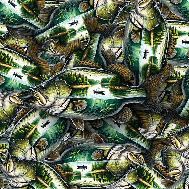 PiggyPrintStickers - Wholesale Sticker - Bass Sticker | Lake Fishing Scene | Waterproof Vinyl2