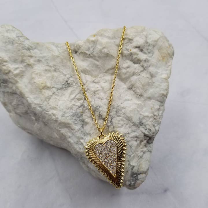 The Pretty Jewellery – Großhandel Kette mit Anhänger/Charm – Zirkon-Pavé-Herzanhänger-Halskette