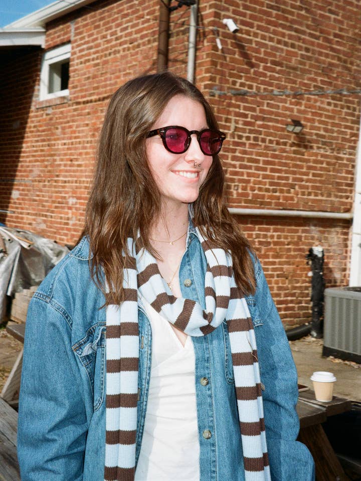 BRUN OG BLÅ BOMULDS-CASHMERE TØRKLÆDE for engroshandel hos Beaten Path Co