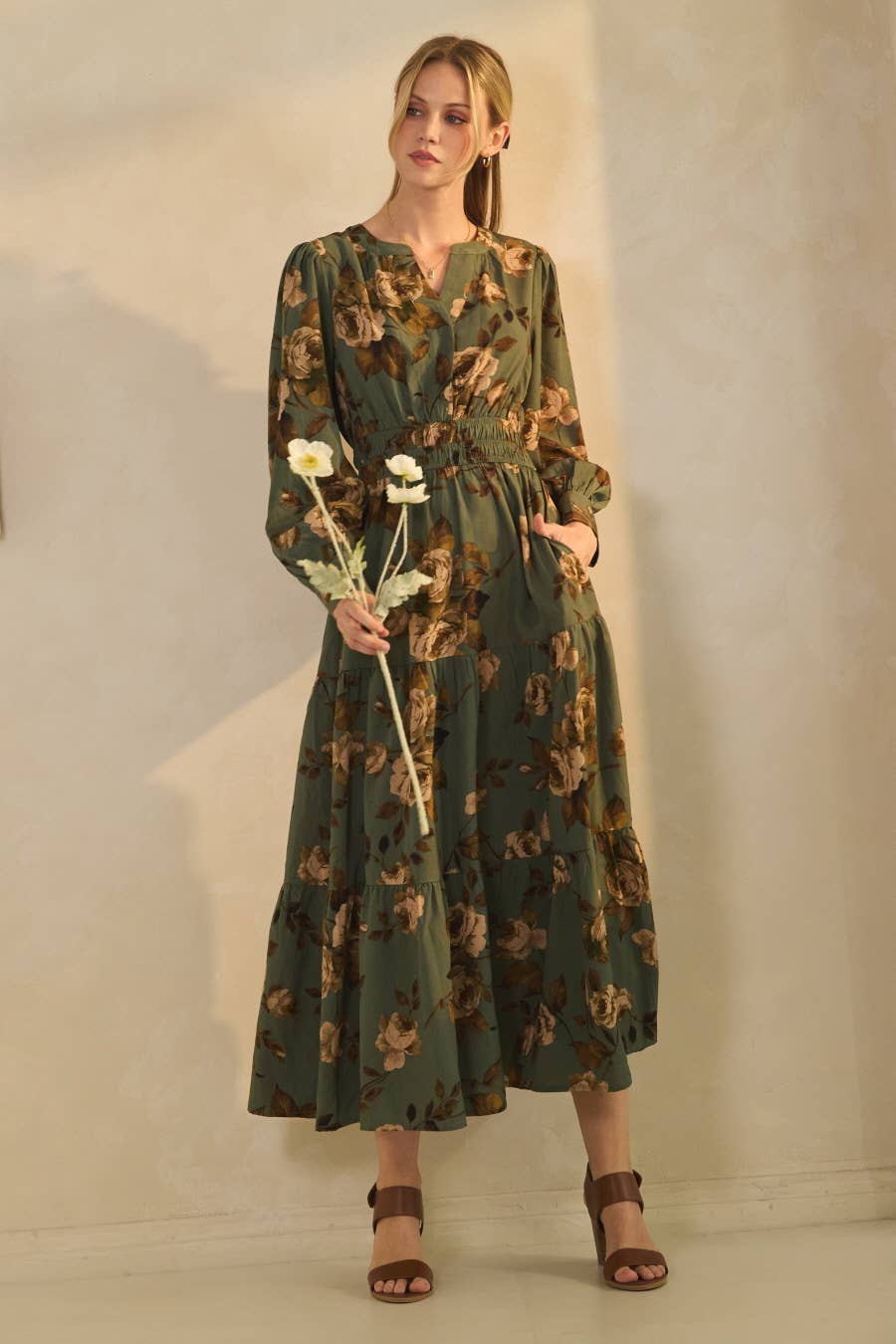 Oddi - Wholesale Dress - Women's - Plus Floral Printed Tiered Maxi Dress8