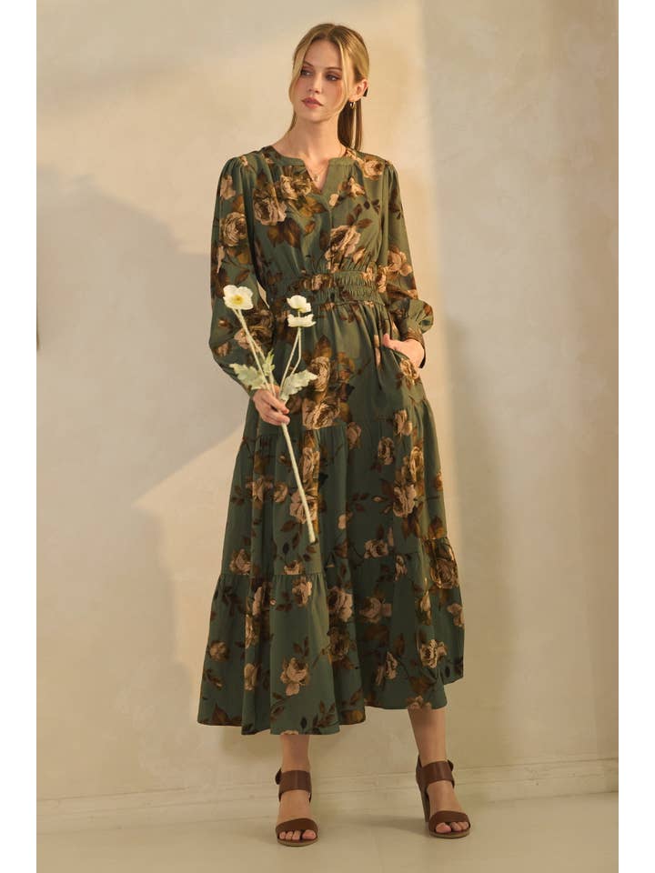 Oddi - Wholesale Dress - Women's - Plus Floral Printed Tiered Maxi Dress8