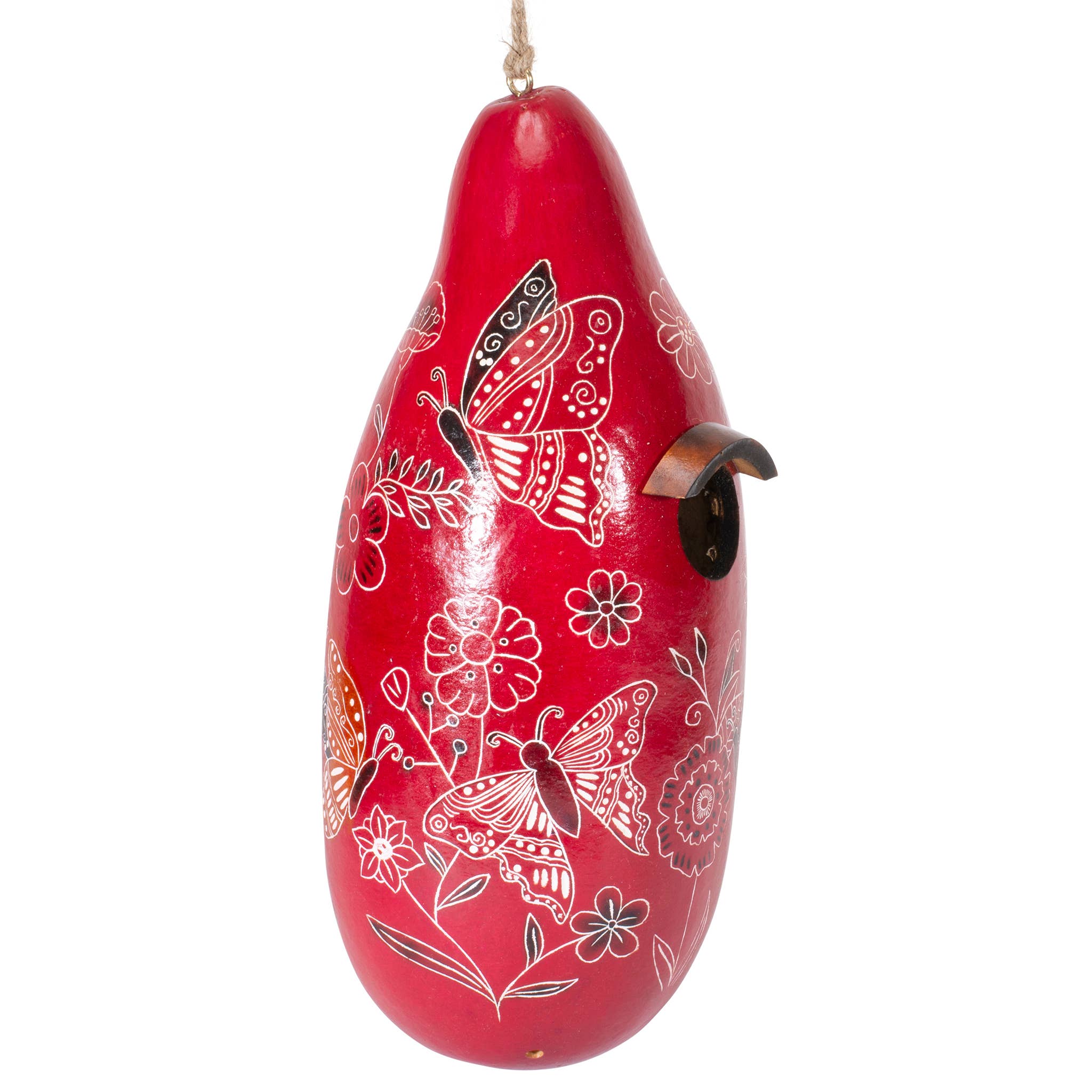 Lucuma Designs – wholesale Fågelholk – Fjäril - Kalebass Birdhouse - Naturligt hantverk3