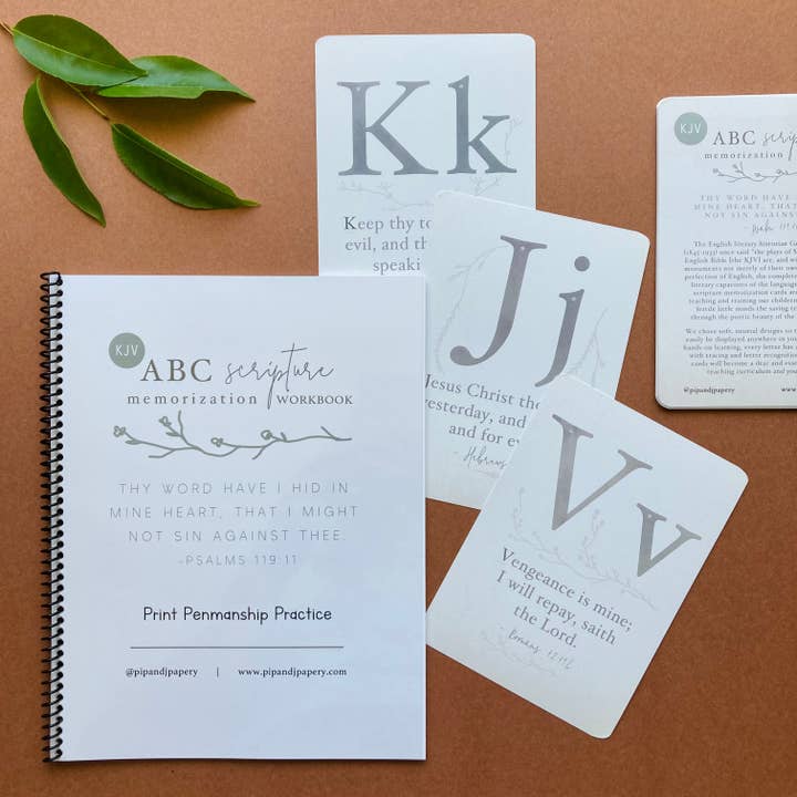 KJV ABC Scripture Memorization Cards & Workbook BUNDLE for wholesale by Pip & J Papery
