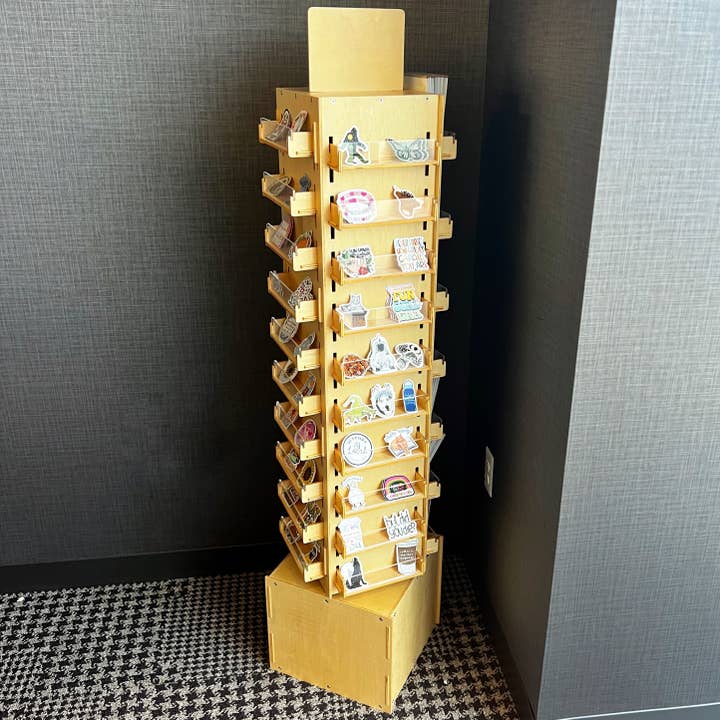 Big Moods - Wholesale Retailer Display - Paper & Novelty - Sticker & Card Floor Display Wooden Spinner (40 Shelves)
