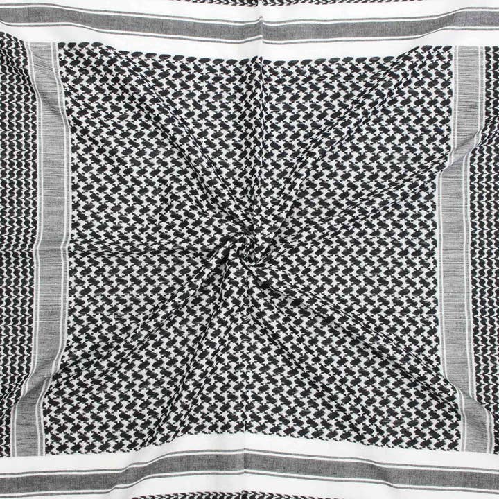 Tribal Trade GmbH – wholesale Scarf – Unisex – Palituch Desert Premium - White - Black - Fringe2