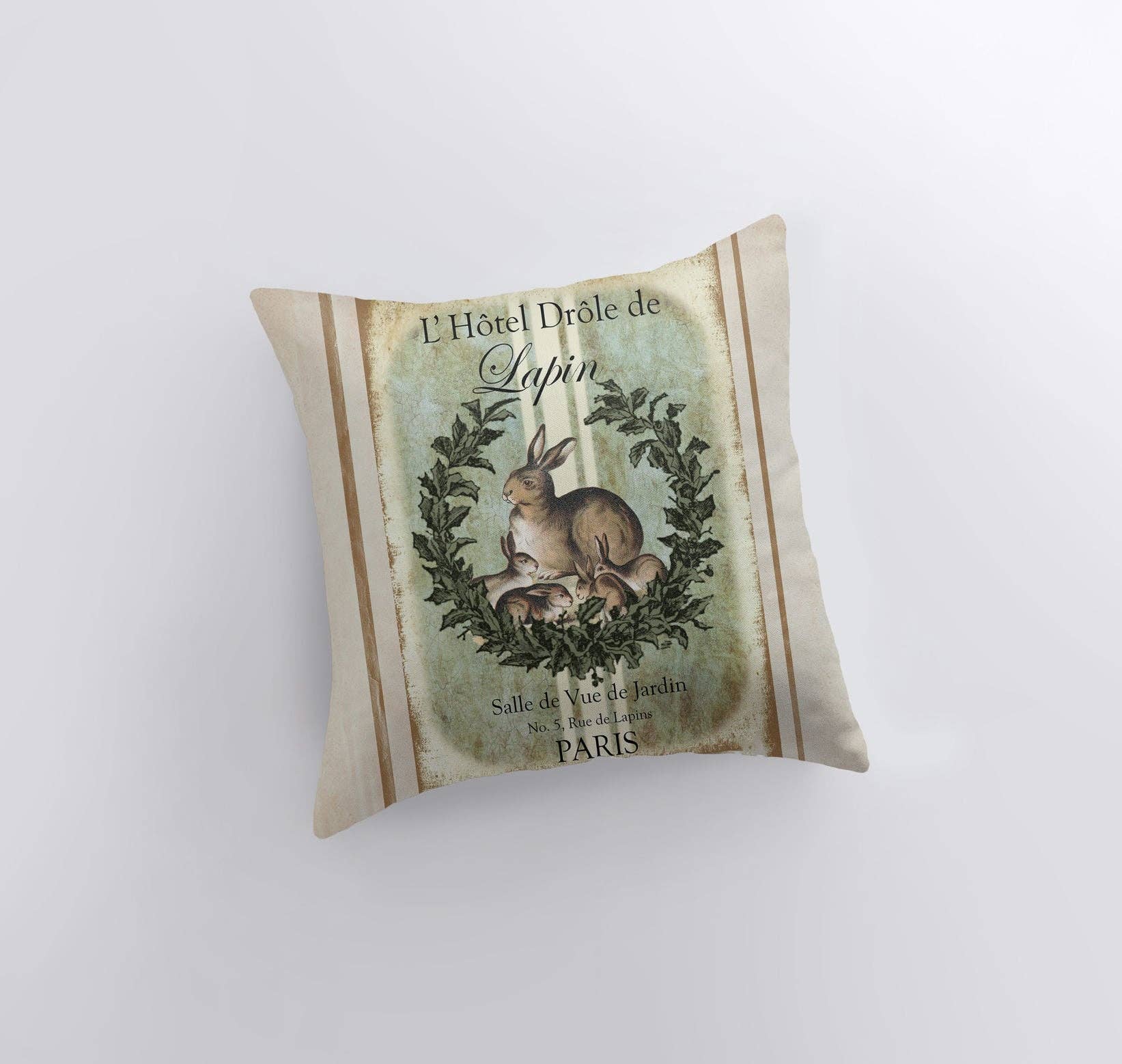 UniikPillows - Wholesale Throw Pillow Cover - Vintage French Rabbit Design Pillow Cover | Farmhouse Decor | Home Décor | Rabbit Art | Throw Pillows | Decorative Pillows | Room Decor2